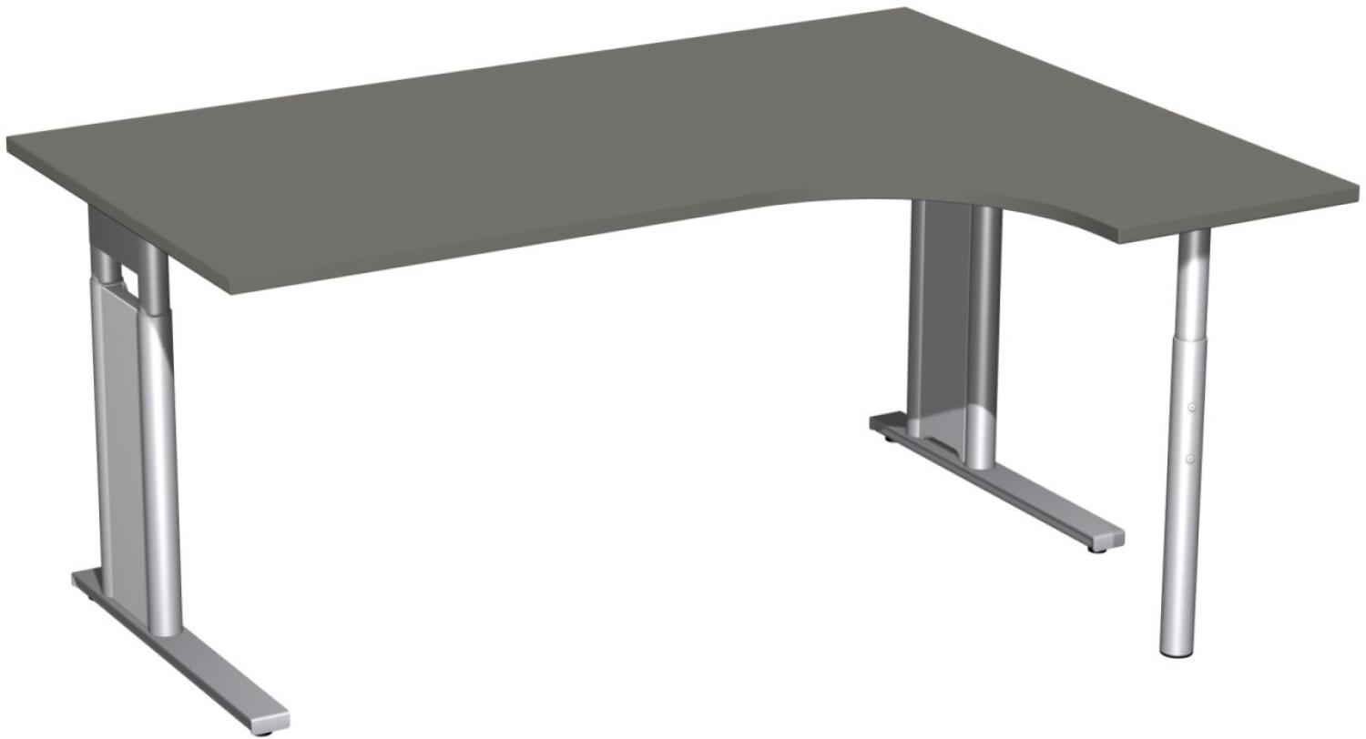 PC-Schreibtisch rechts, höhenverstellbar, 160x120cm, Graphit / Silber Bild 1