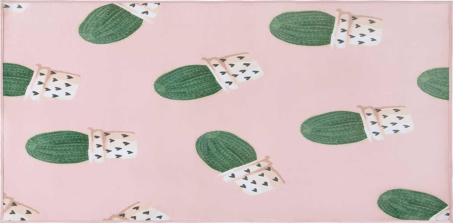 Kinderteppich rosa 80 x 150 cm Kaktus-Muster Kurzflor ELDIVAN Bild 1