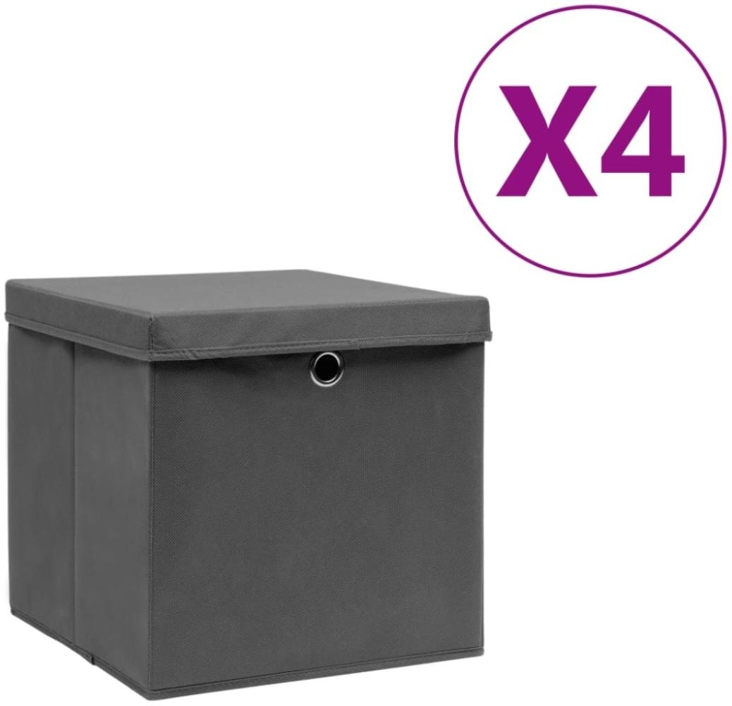 vidaXL Aufbewahrungsboxen mit Deckeln 4 Stk. 28x28x28 cm Grau Bild 1