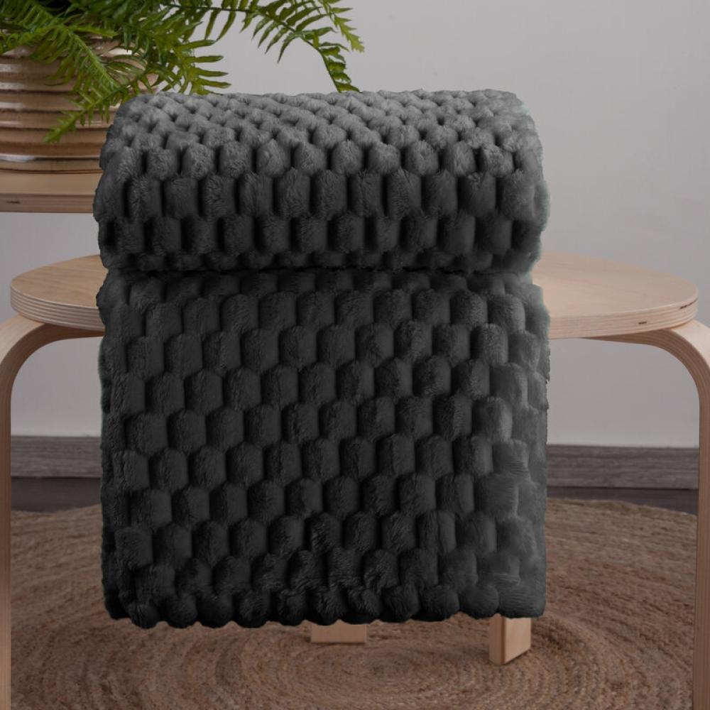 Wohndecke Kuscheldecke Decke MICROFASER Sofadecke Tagesdecke CINDY6 200x220 schwarz Bild 1