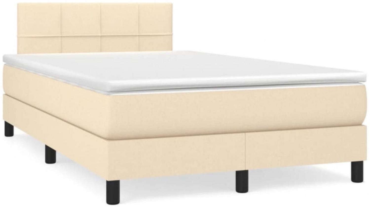 Boxspringbett mit Matratze & LED Creme 120x190 cm Stoff (Farbe: Creme) Bild 1