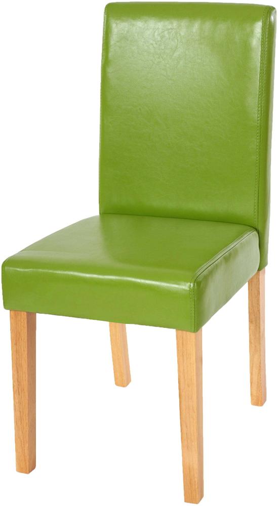Esszimmerstuhl Littau, Küchenstuhl Stuhl, Kunstleder ~ grün, helle Beine Bild 1