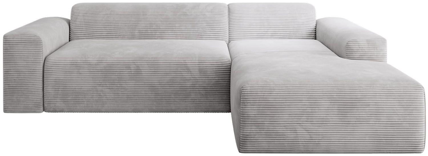 Juskys Sofa Vals Rechts mit PESO Stoff - L-Form Couch für Wohnzimmer - Ecksofa modern, bequem, klein - Eckcouch Sitzer - Cordsofa Hellgrau Bild 1