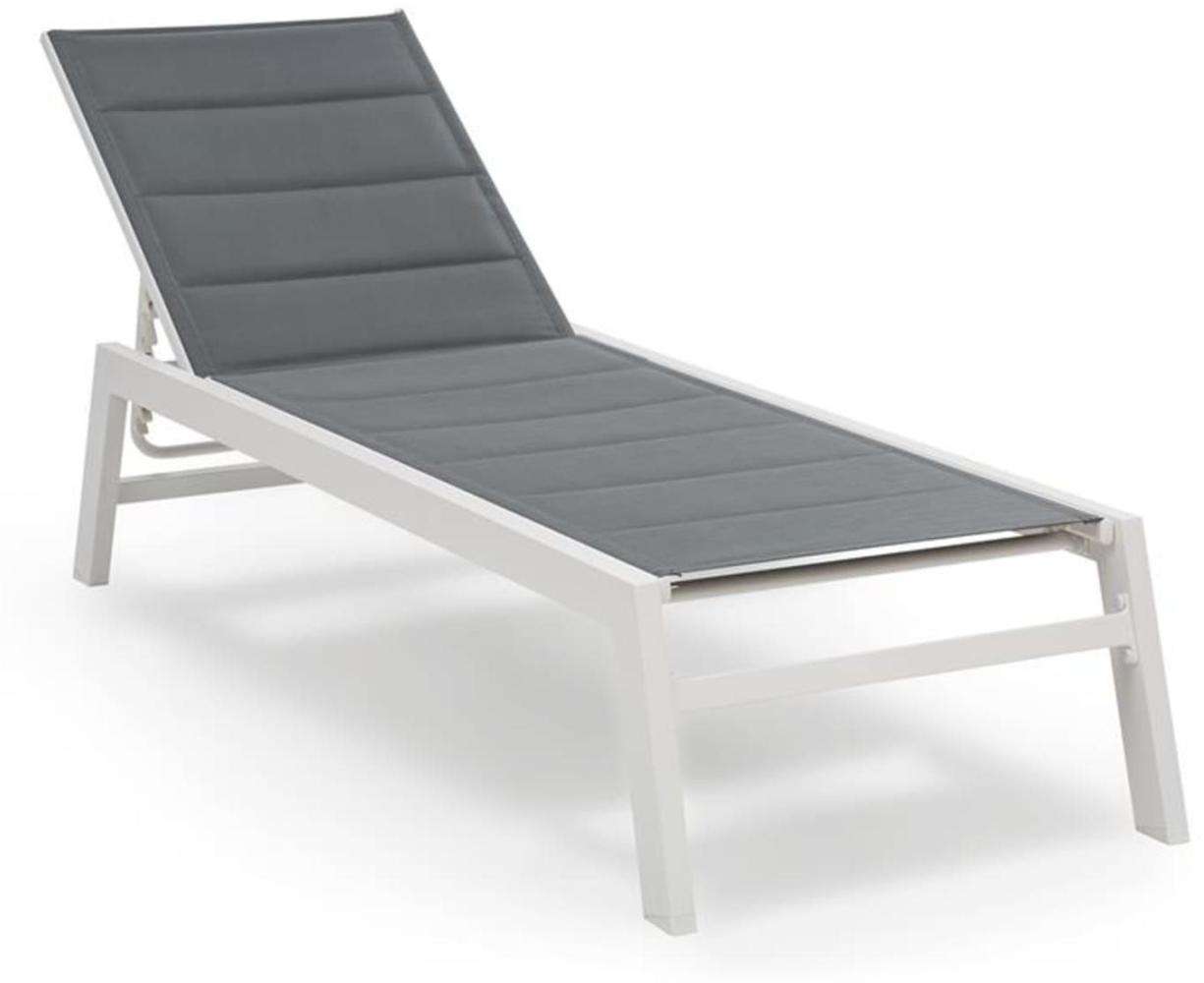 Renazzo Lounge Liegestuhl 70/30 PVC/PE Aluminium 6-Stufen Weiß Grau Weiß Bild 1