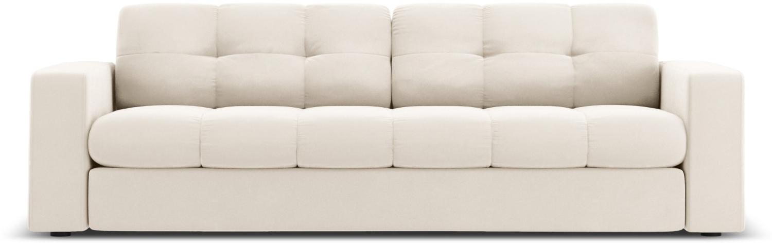 Micadoni 3-Sitzer Samtstoff Sofa Justin | Bezug Light Beige | Beinfarbe Black Plastic Bild 1