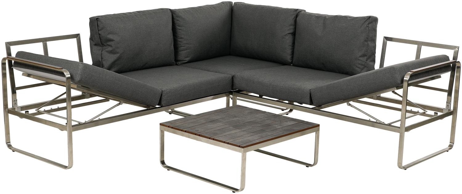 greemotion Lounge-Set Boston, 4-teilig, Edelstahl-Ecksofa-Set mit Tisch und Polstern, Gartenmöbel-Set, Loungemöbel-Set Bild 1