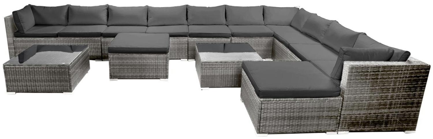 BRAST Gartenmöbel Lounge Sofa Couch Set Dreams Grau Poly-Rattan für 11 Personen Bild 1