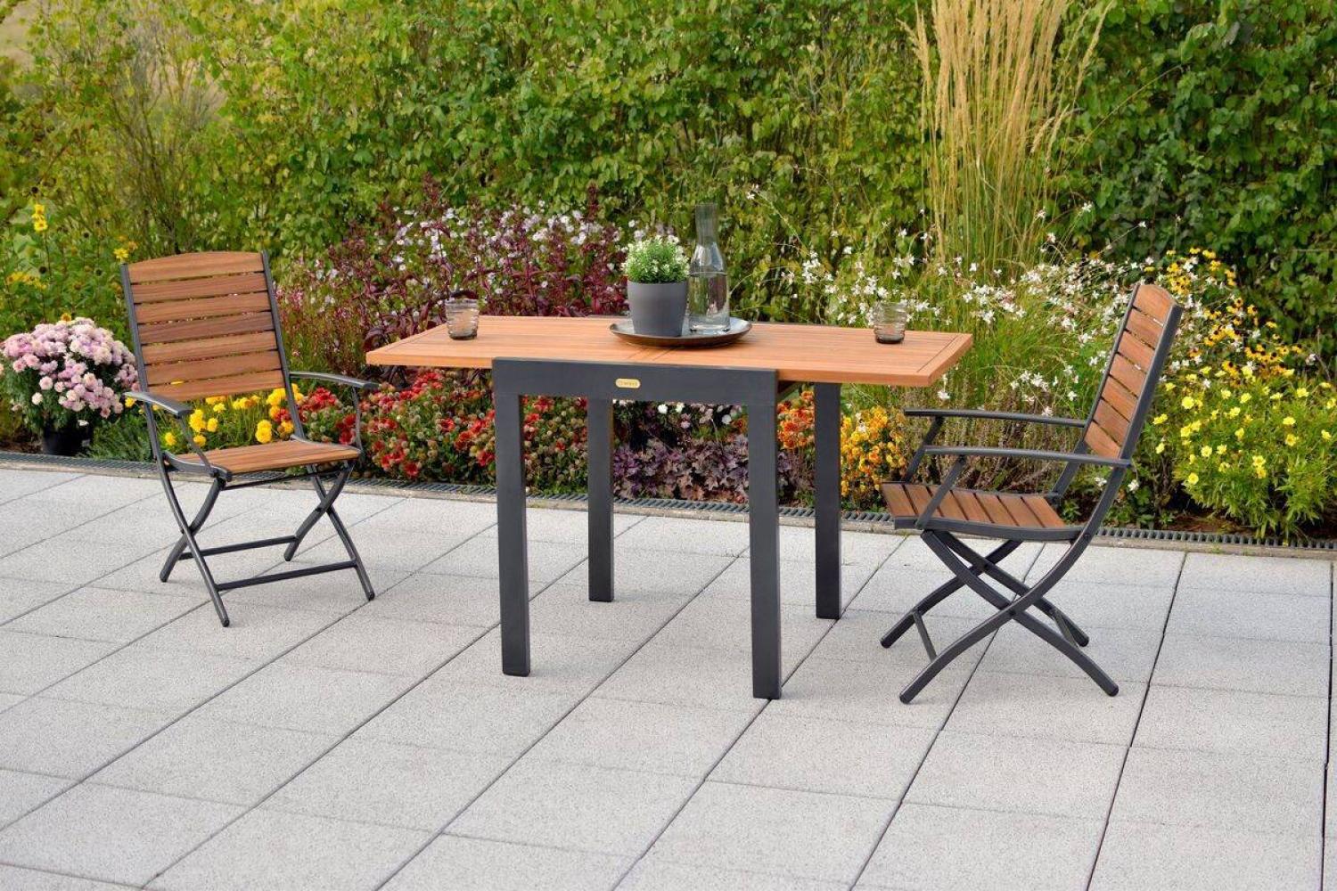 YOURSOL Balkon Set Santorin 2 Personen mit Balkontisch 65 - 130 cm, Gartenmöbel Set, Klappstühle Bild 1