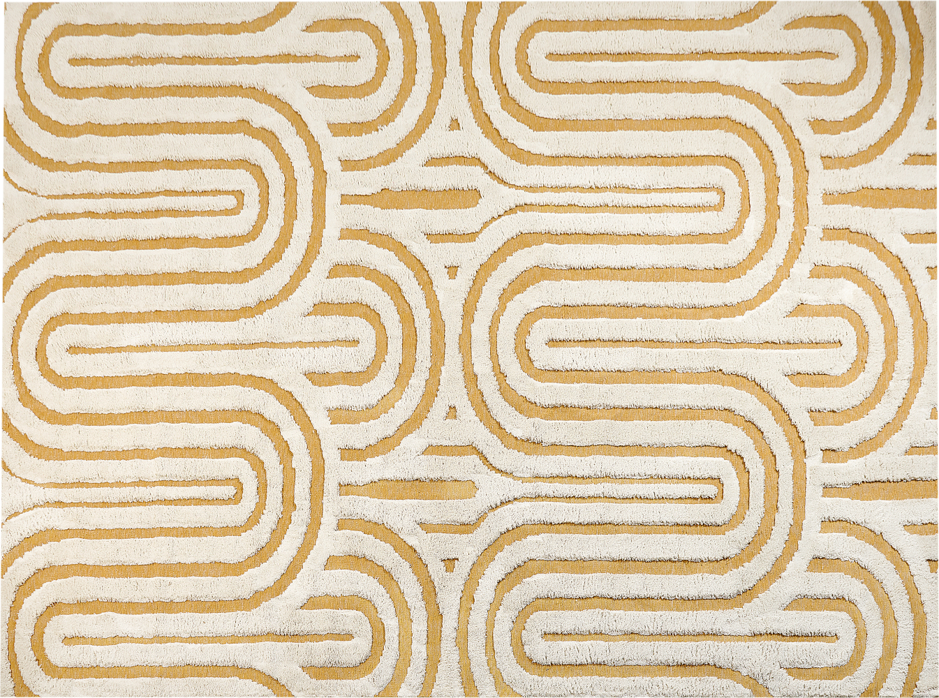 Teppich Baumwolle cremeweiß gelb 300 x 400 cm abstraktes Muster PERAI Bild 1