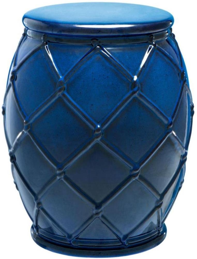 Casa Padrino Keramik Trommel Antik Blau Ø 35 x H. 46 cm - Luxus Kollektion Bild 1