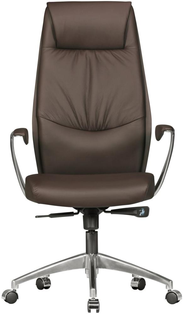 KADIMA DESIGN Chefsessel TEMZA - Exklusiver Bürostuhl aus Echtleder und Aluminium für höchsten Komfort und Stil. Farbe: Braun Bild 1