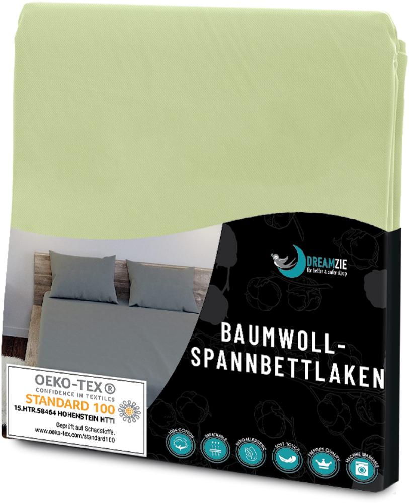 Dreamzie - Spannbettlaken 140x200cm - Baumwolle Oeko Tex Zertifiziert - Grün - 100% Jersey Bettwäsche 140x200 Bild 1