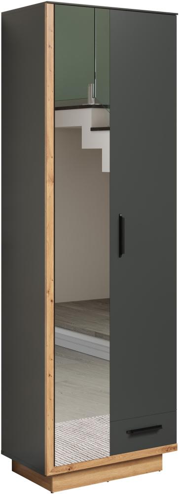Garderobenschrank Synnax in grau und Eiche Evoke mit Spiegel 65 x 198 cm Bild 1