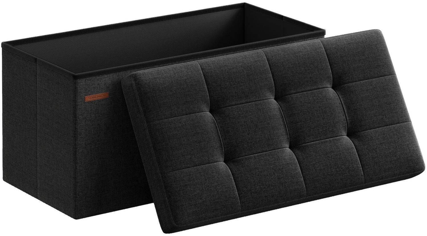 Sitzbank mit Stauraum, 76 cm, klappbare Sitztruhe, Aufbewahrungsbox, Fußbank, schwarz Bild 1