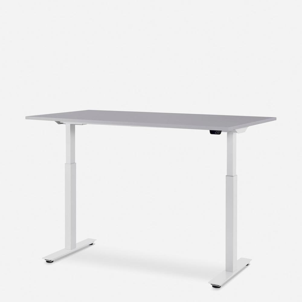 140 x 80 cm WRK21® SMART - Grau Uni / Weiss elektrisch höhenverstellbarer Schreibtisch Bild 1