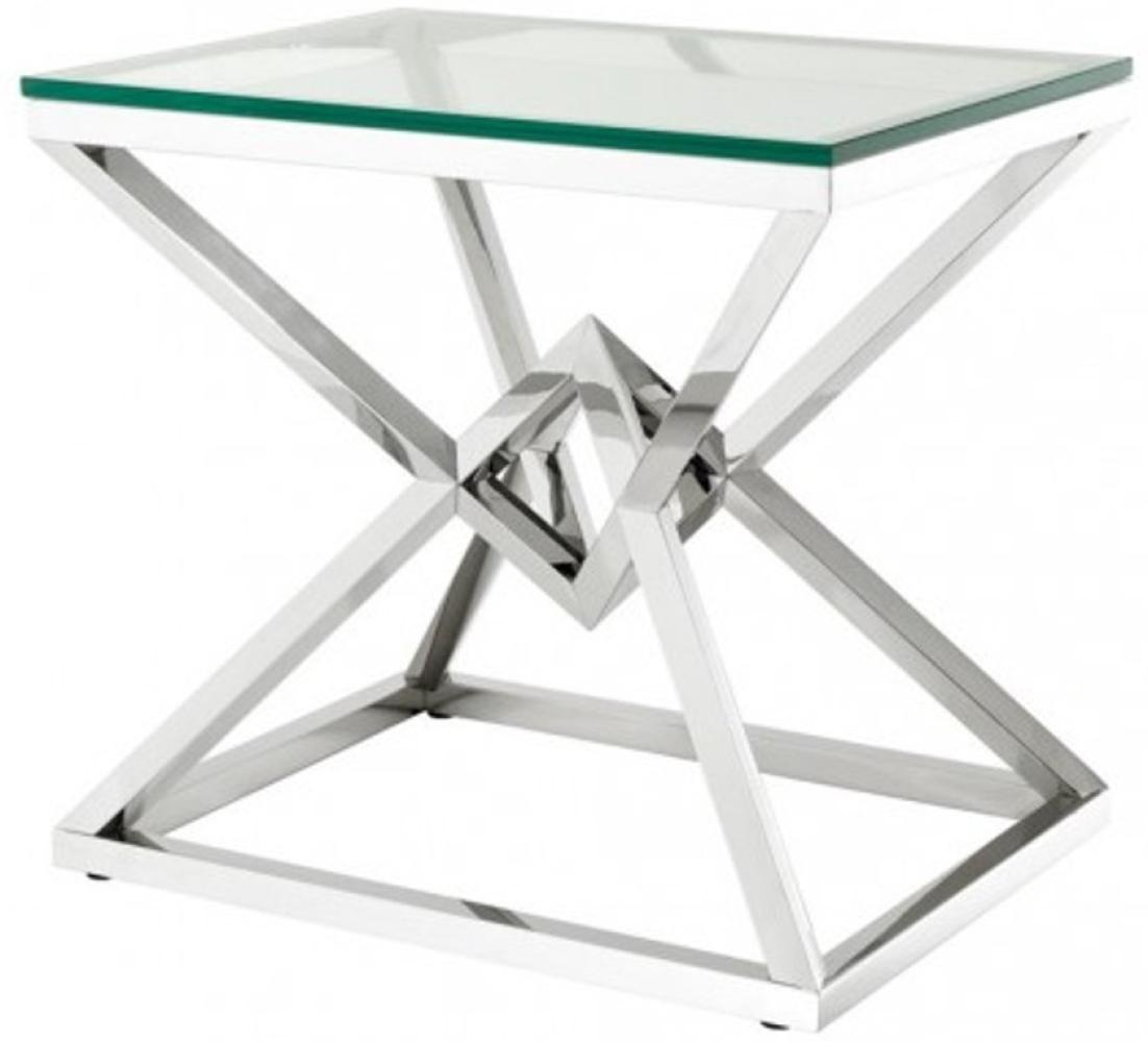 Casa Padrino Luxus Beistelltisch Edelstahl Nickel Finish 65 x 50 x H 60 cm - Tisch Möbel Bild 1