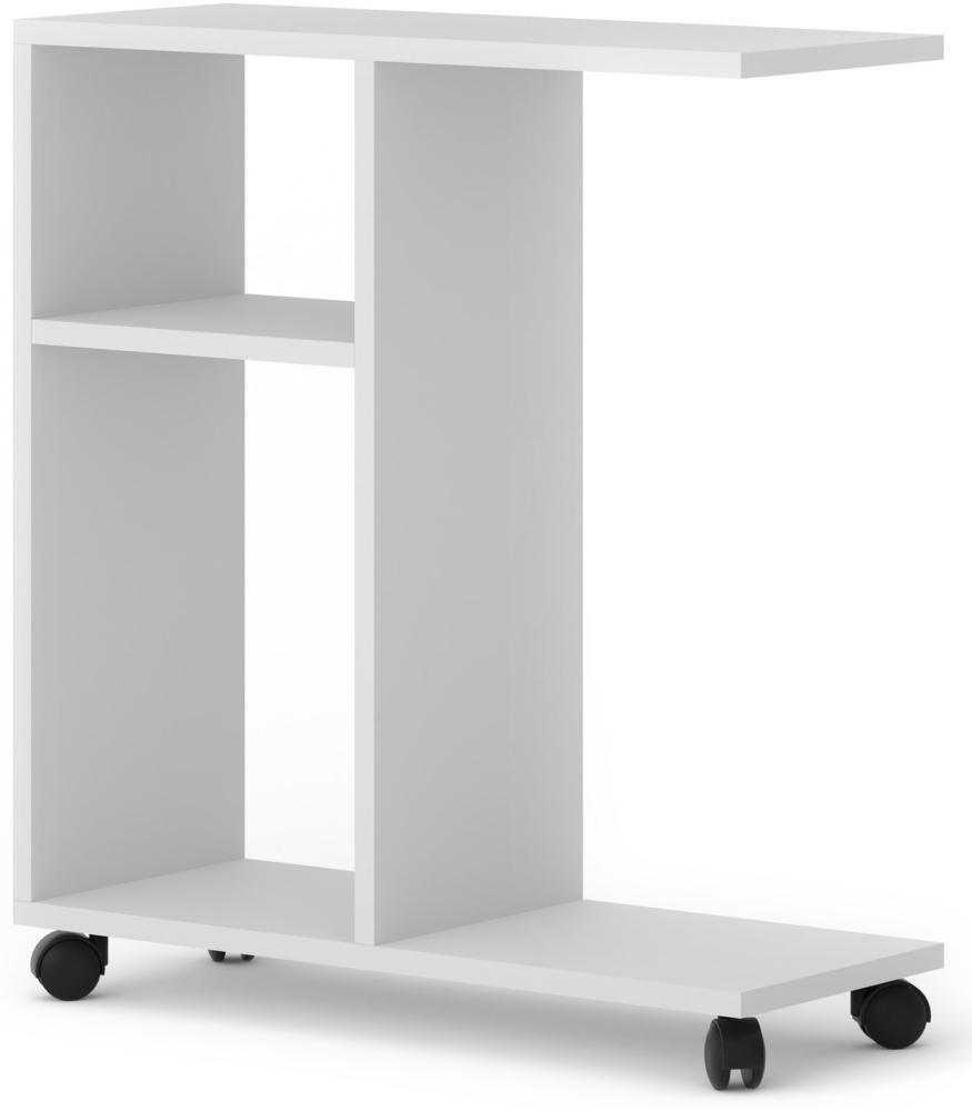 Domando Beistelltisch Tarvis M1 Modern Breite 60cm, auf Rollen, geschickte Facheinteilung in Weiß Matt Bild 1