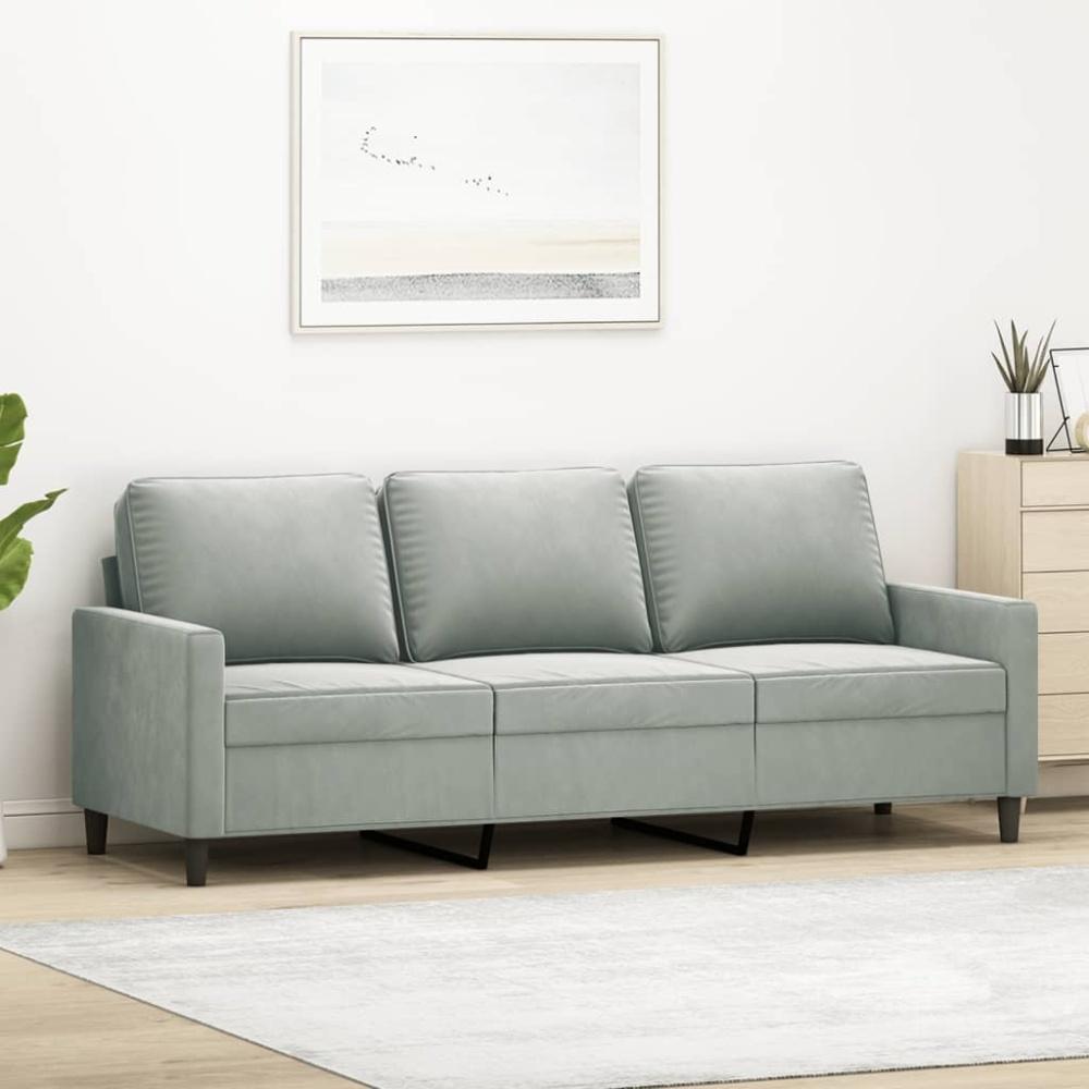 vidaXL 3-Sitzer-Sofa Hellgrau 180 cm Samt Bild 1