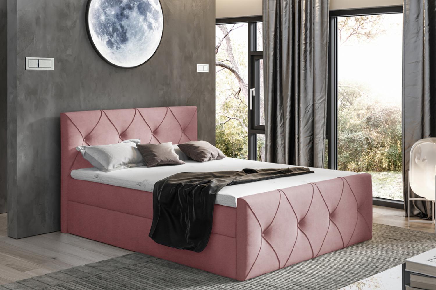 Stylefy 'Arian Lux' Boxspringbett, Velours  Lila 140 x 200 cm Bild 1