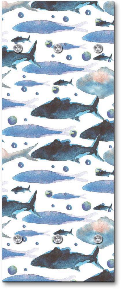Queence Garderobe - "Fishing" Druck auf hochwertigem Arcylglas inkl. Edelstahlhaken und Aufhängung, Format: 50x120cm Bild 1