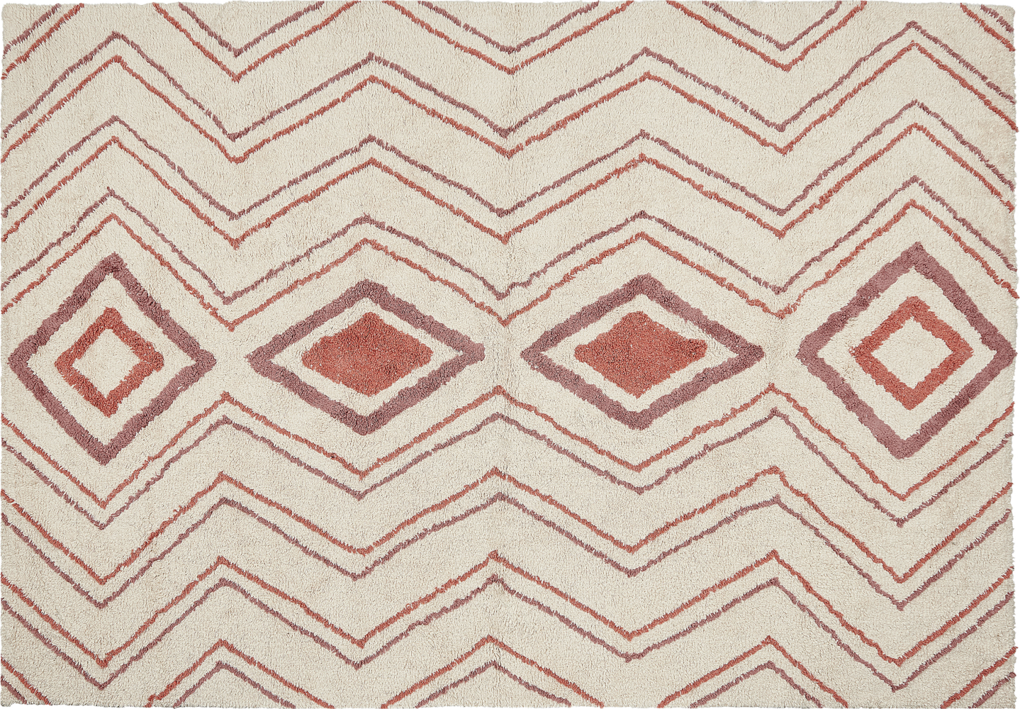 Teppich Baumwolle beige rosa 160 x 230 cm geometrisches Muster KASTAMONU Bild 1