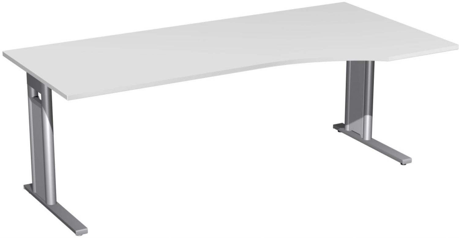 PC-Schreibtisch 'C Fuß Pro' rechts, feste Höhe 200x100x72cm, Lichtgrau / Silber Bild 1