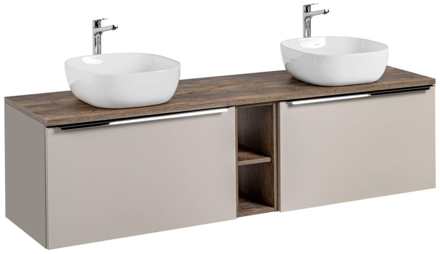 Waschtischunterschrank 5-tlg AKAN 180cm Taupe inkl. Waschtisch Bild 1