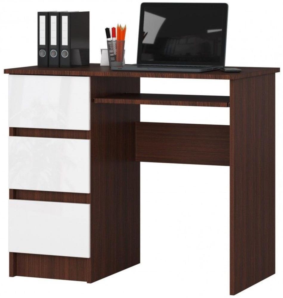 Schreibtisch Bürotisch Tisch A600 90x55x78 cm Wenge-Weiss Ausführung Links Bild 1