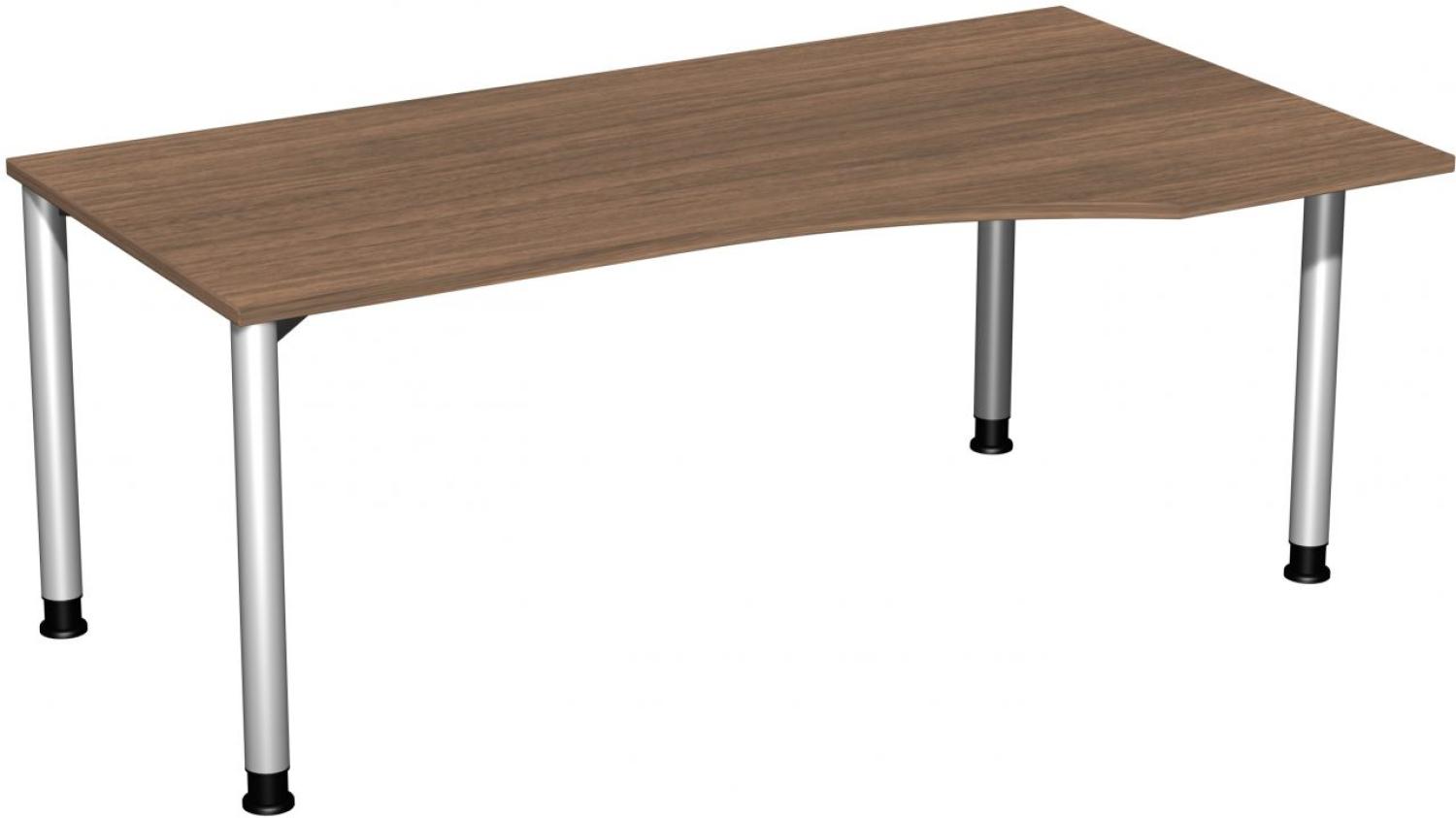 PC-Schreibtisch '4 Fuß Flex rechts, höhenverstellbar, 180x100cm Nussbaum / Silber Bild 1