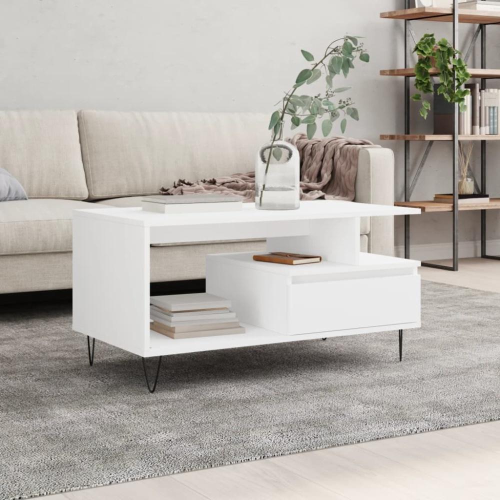 vidaXL Couchtisch Weiß 90x49x45 cm Holzwerkstoff Bild 1