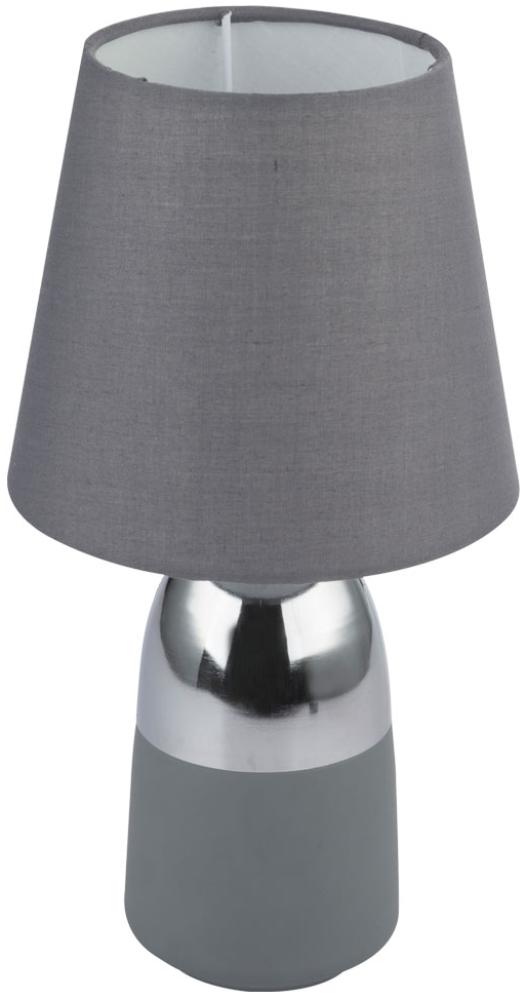 LED Textil Touch Tischleuchte, grau-chrom, H 31 cm, EUGEN Bild 1