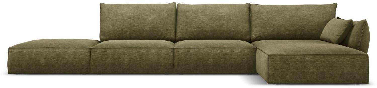 Micadoni 5-Sitzer Ecke rechts Sofa Kaelle | Bezug Green | Beinfarbe Black Plastic Bild 1