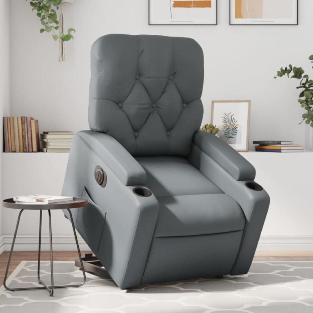Relaxsessel mit Aufstehhilfe Elektrisch Grau Kunstleder (Farbe: Grau) Bild 1
