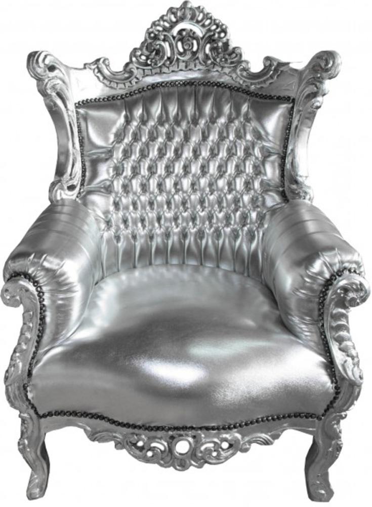 Casa Padrino Barock Sessel Al Capone Silber / Silber- Antik Stil Bild 1