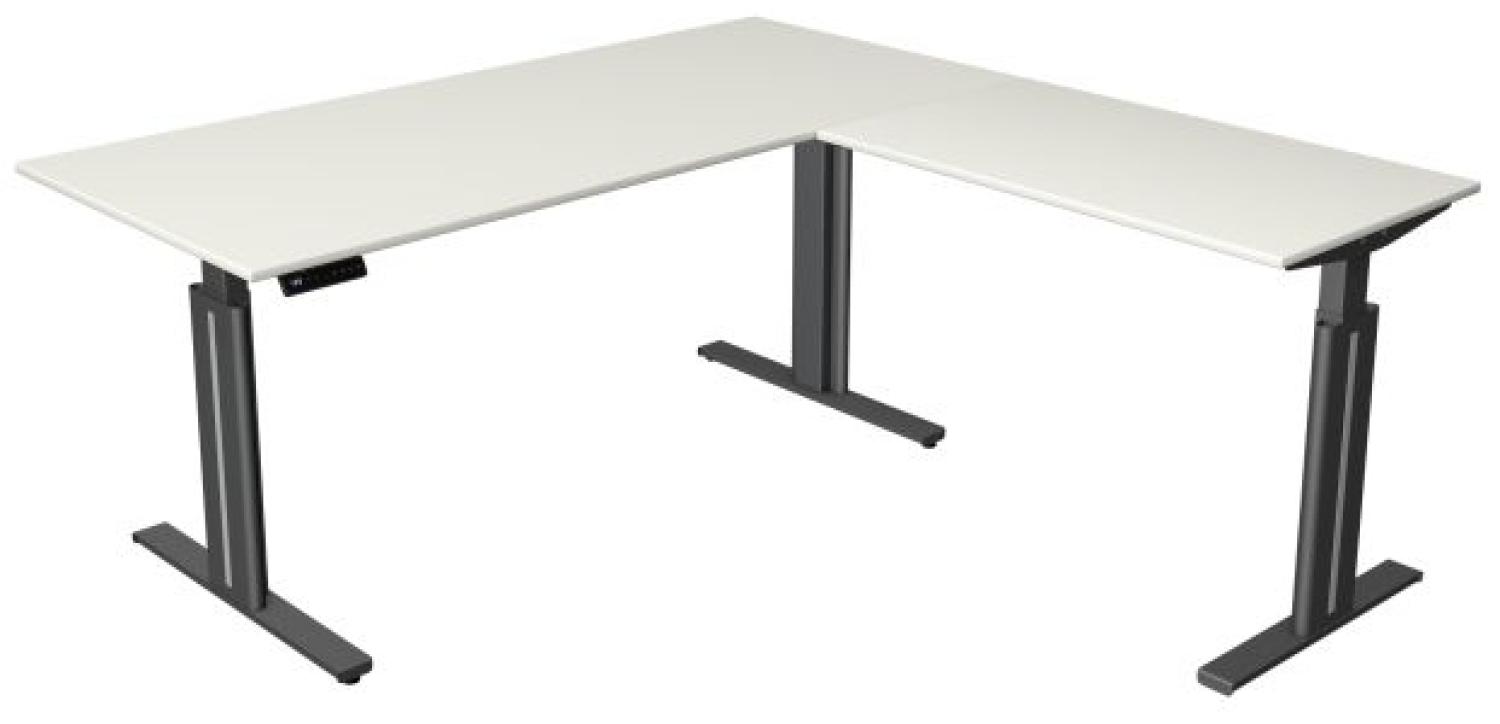 Kerkmann Schreibtisch Sitz-Stehtisch MOVE 3 elegant 180x80x72-120cm mit Anbauelement weiß Bild 1