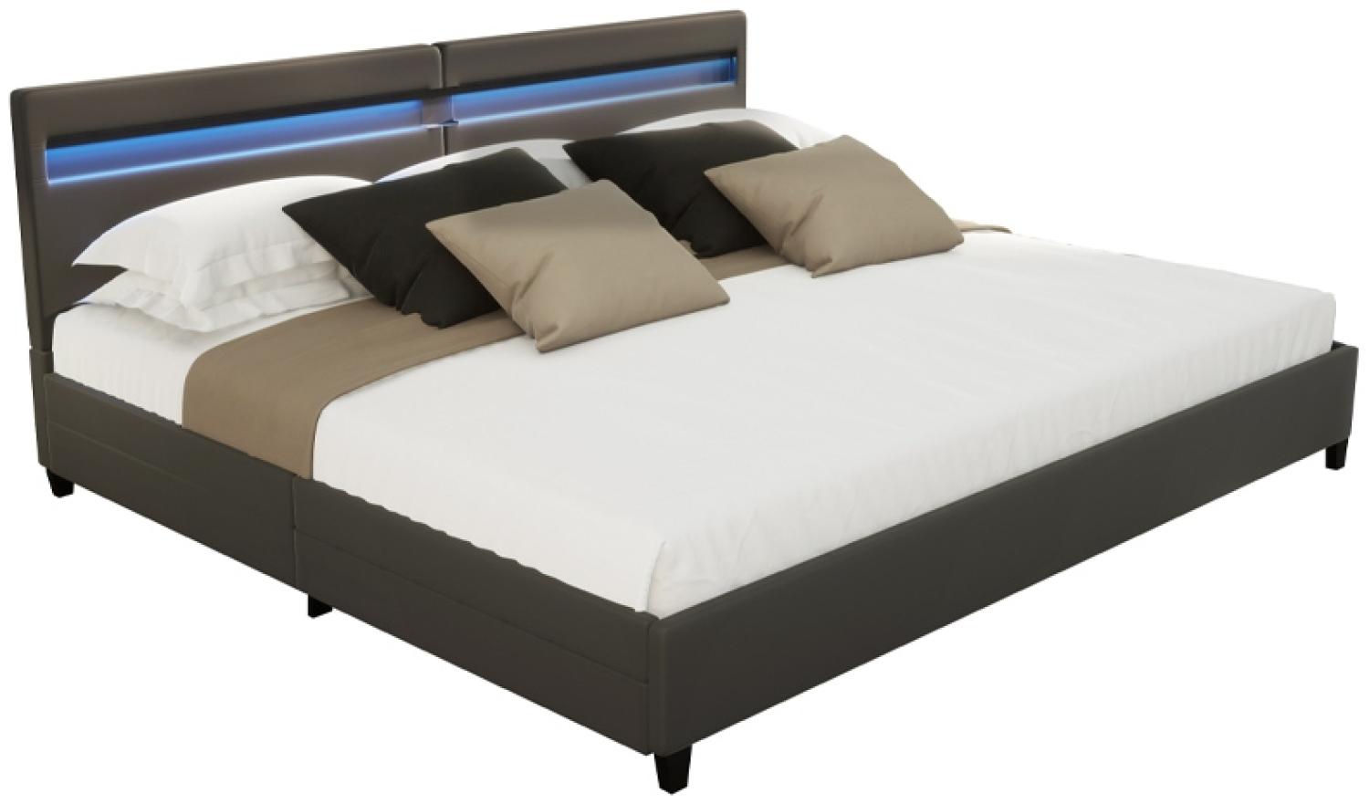 HOME DELUXE LED Bett NUBE mit Schubladen 200 x 200 cm - Farbe: schwarz, mit Matratze Bild 1