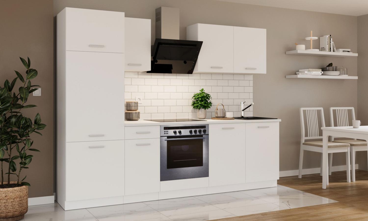 Küche 'Toni' Küchenzeile, Küchenblock, Singleküche, 260 cm, Weiß matt Bild 1