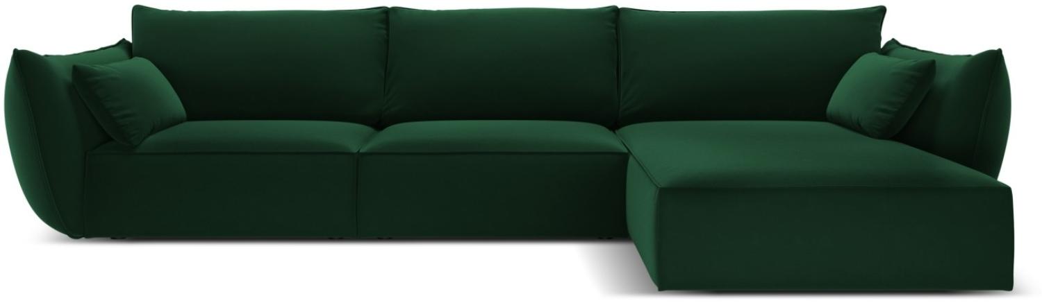 Micadoni 4-Sitzer Samtstoff Ecke rechts Sofa Kaelle | Bezug Bottle Green | Beinfarbe Black Plastic Bild 1