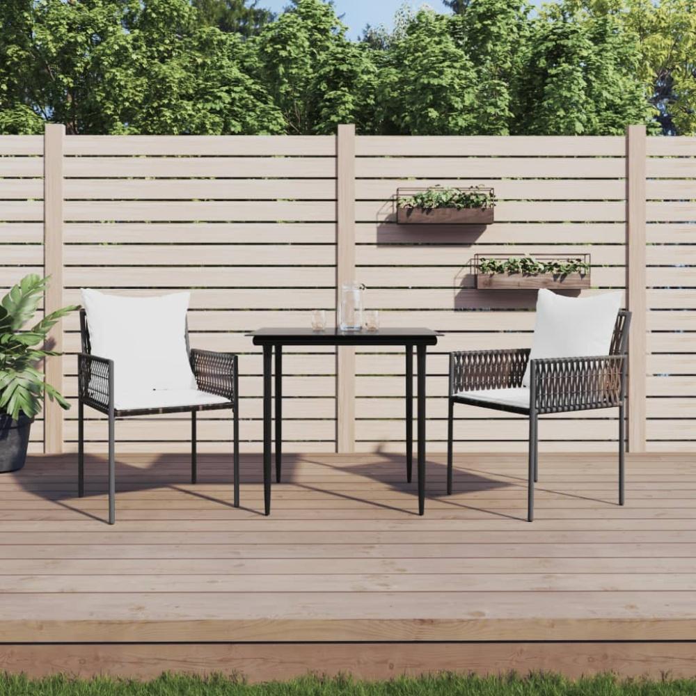 vidaXL 3-tlg. Garten-Essgruppe mit Kissen Poly Rattan und Stahl Bild 1