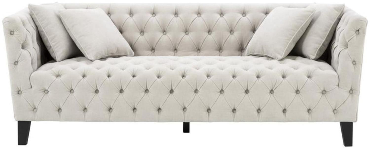 Casa Padrino Luxus Chesterfield Wohnzimmer Sofa mit 4 Kissen Sandfarben / Schwarz 217 x 92 x H. 78 cm Bild 1
