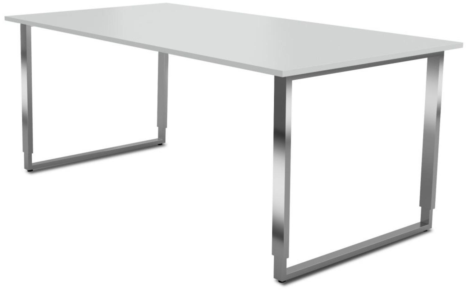 Schreibtisch Aveto, 180x80x68-82 cm, Bügelgestell, Lichtgrau Bild 1