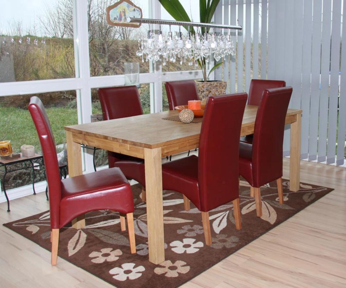 6er-Set Esszimmerstuhl Küchenstuhl Stuhl Latina, LEDER ~ rot, helle Beine Bild 1