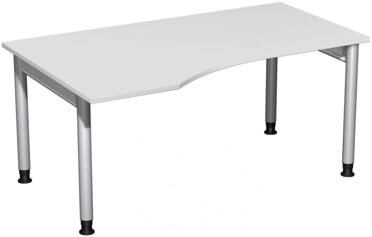 PC-Schreibtisch '4 Fuß Pro' links, höhenverstellbar, 160x100cm, Lichtgrau / Silber Bild 1