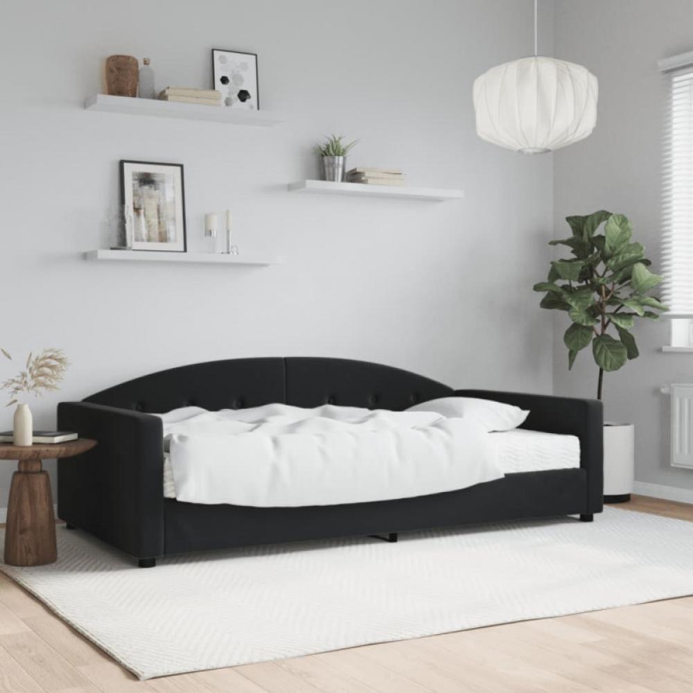 Tagesbett mit Matratze Schwarz 100x200 cm Samt (Farbe: Schwarz) Bild 1