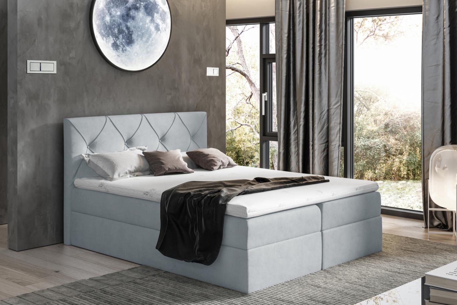 Stylefy 'Arian' Boxspringbett Velours Silber 200 x 200 cm Bild 1