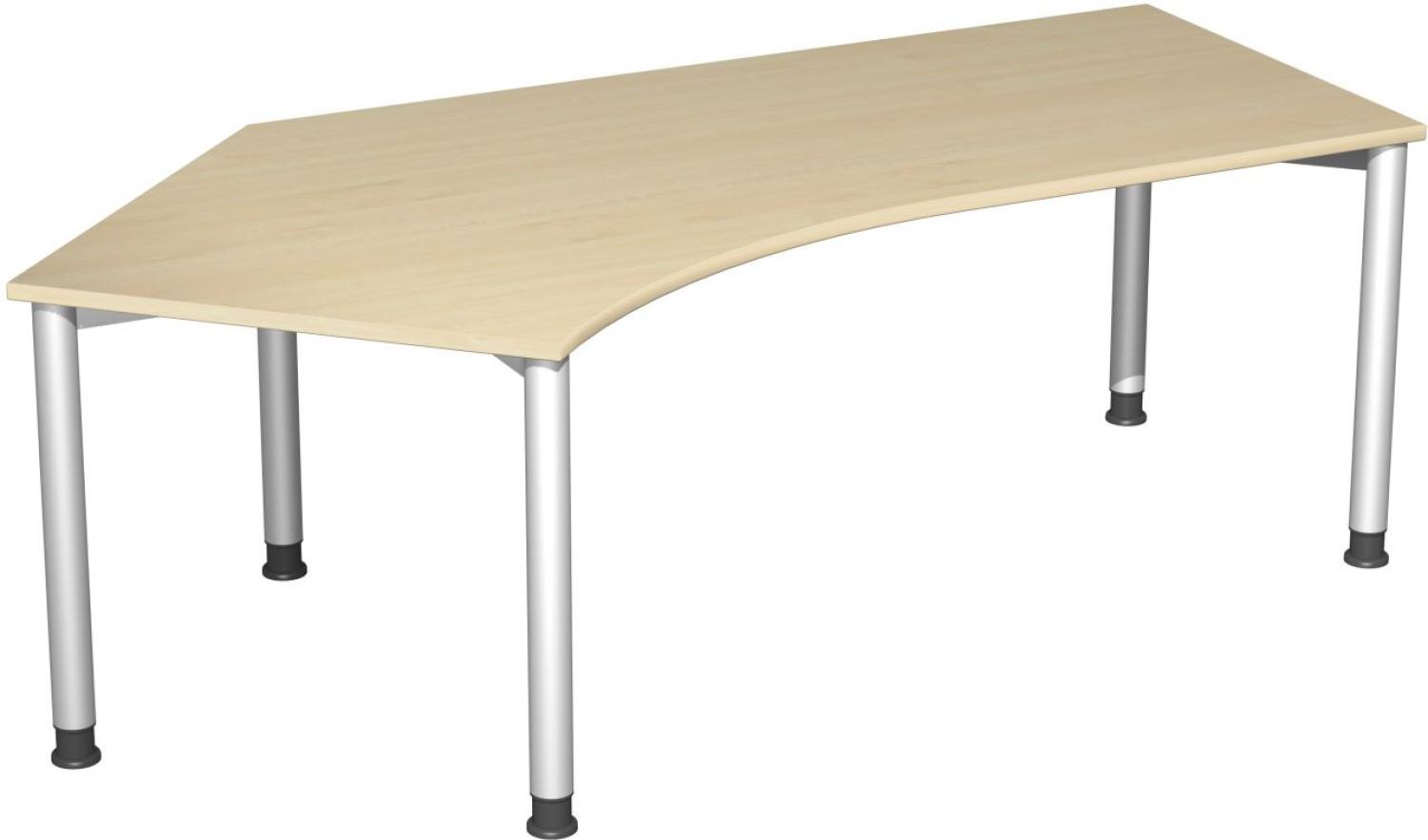 Schreibtisch 135° '4 Fuß Flex' links, höhenverstellbar, 216x113cm, Ahorn / Silber Bild 1