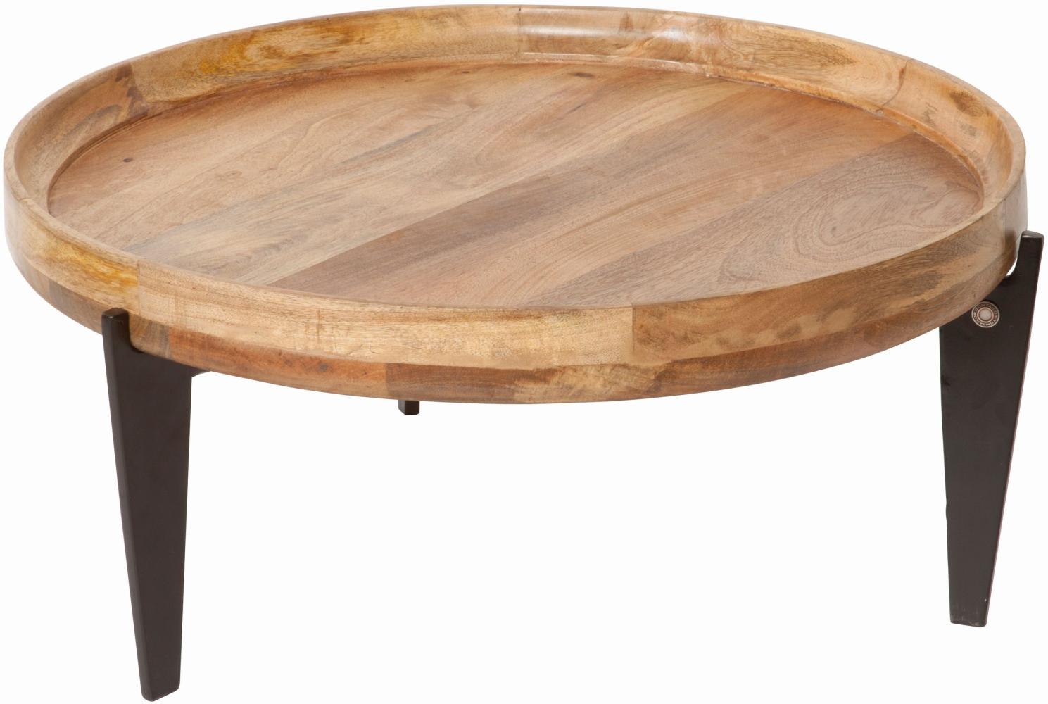 Couchtisch Mango Holz Wohnzimmer Tisch Beistelltisch Sofatisch Holztisch rund Bild 1