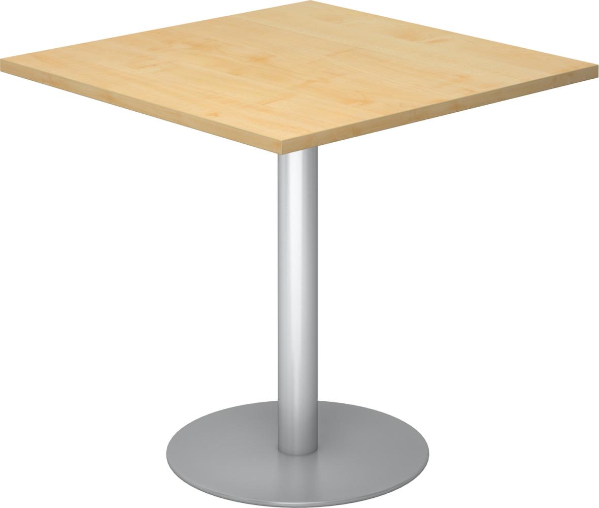 bümö® Besprechungstisch STF, Tischplatte eckig 80 x 80 cm in Ahorn, Gestell in silber Bild 1