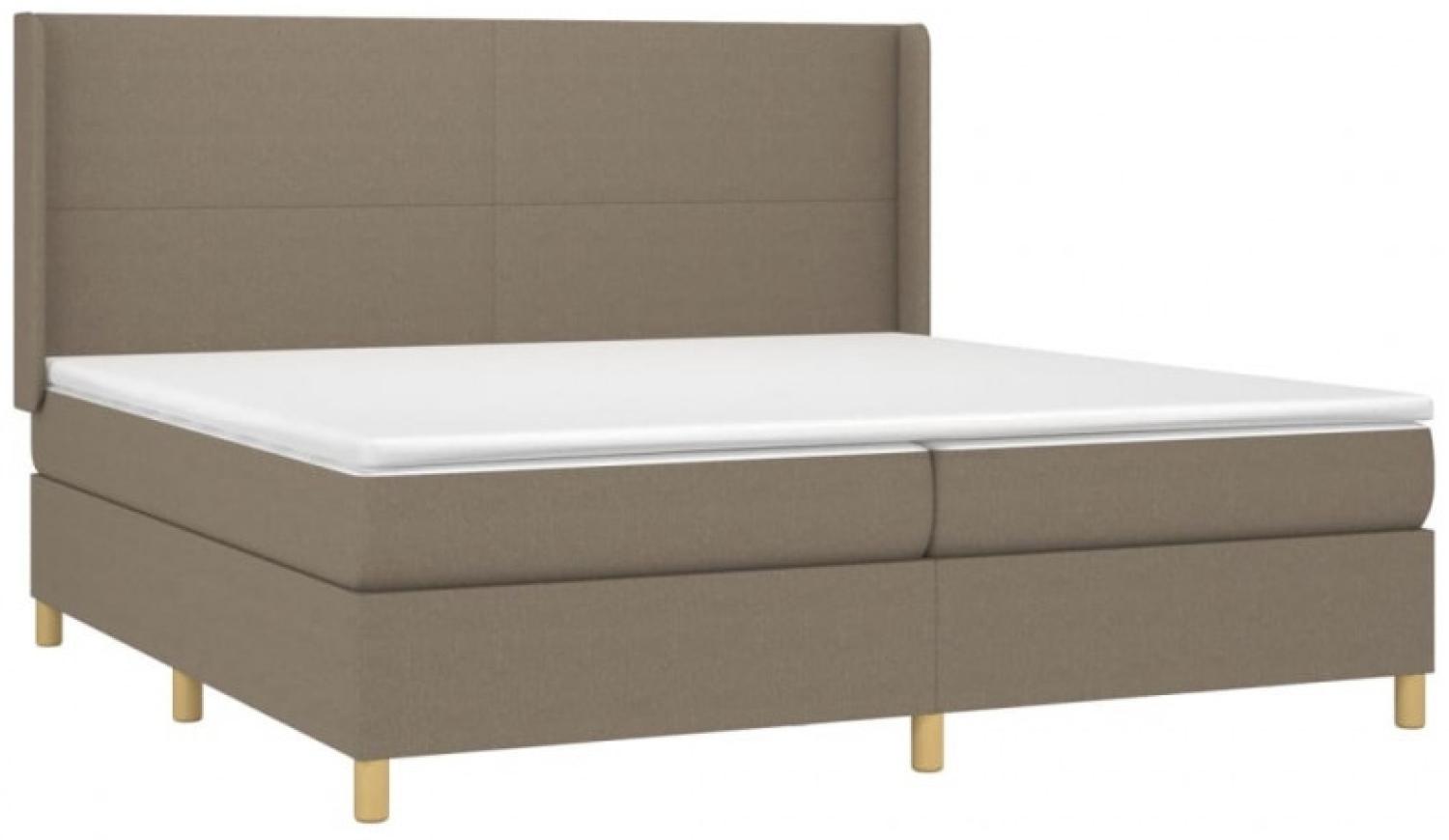 vidaXL Boxspringbett mit Matratze & LED Stoff Taupe 200 x 200 cm, Härtegrad: H2 [3138745] Bild 1