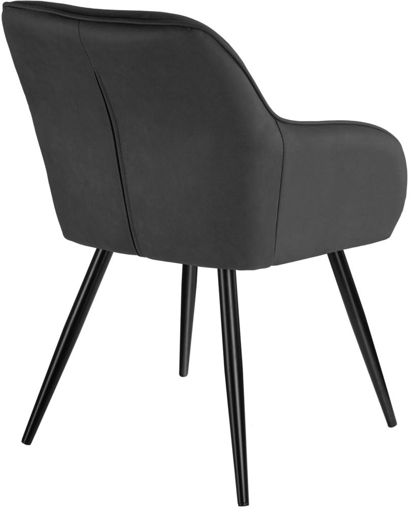 8er Set Stuhl Marilyn Stoff, schwarze Stuhlbeine - anthrazit/schwarz Bild 1